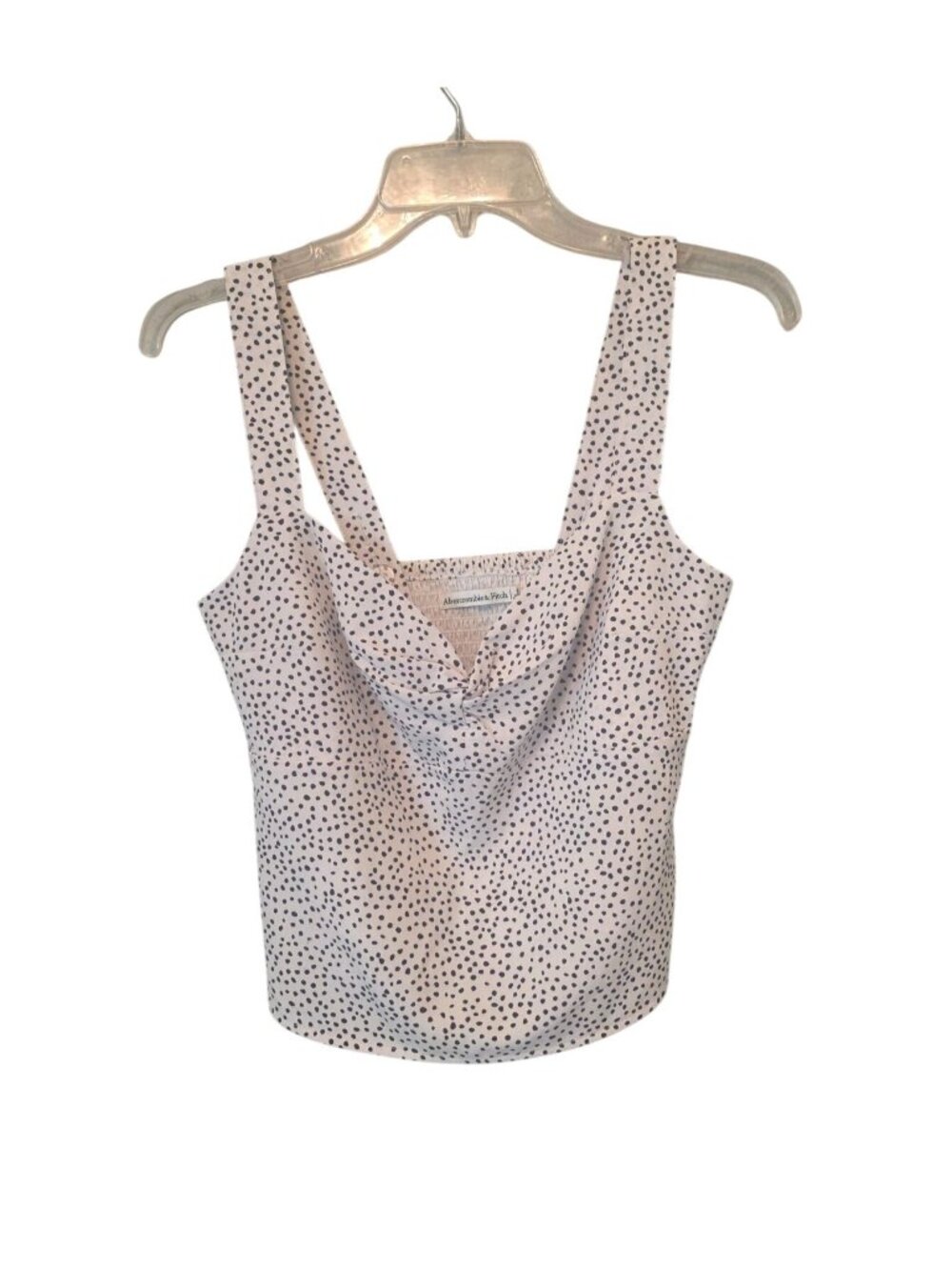 Abercrombie & Fitch White Black Polka Dot Smocked Cropped Blouse Shirt M